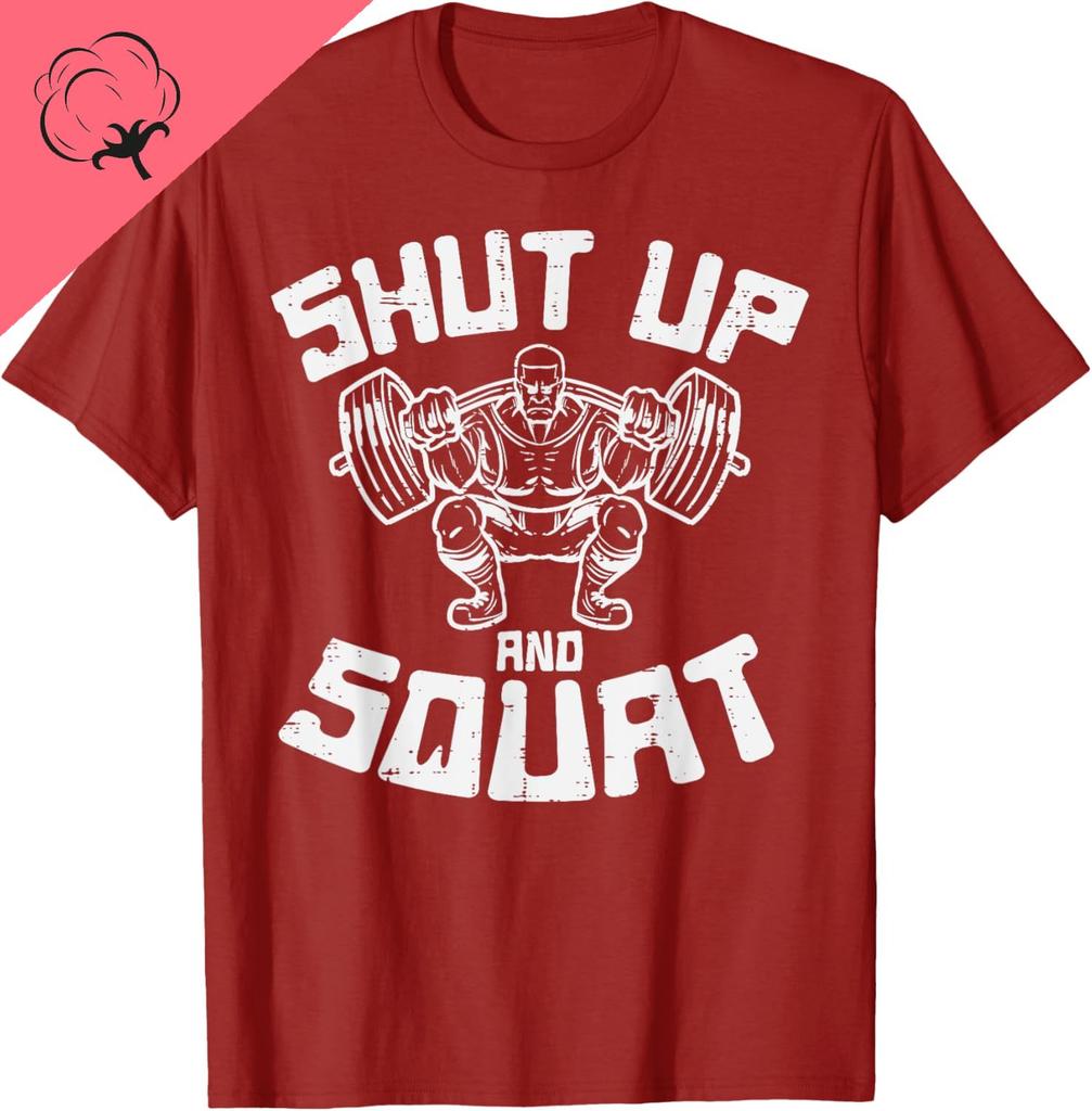 Unisex Women Cotton TShirt Workout Shut Up Squat Funny Gym Powerlift Leg Day Short Sleeve Oneck Sport Tops Camisa Top