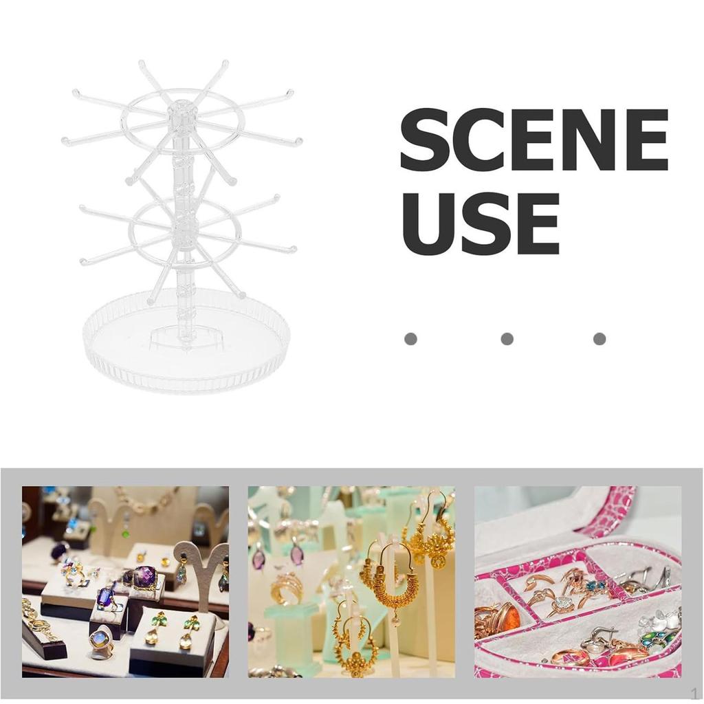 Rotating Jewelry Stand Bracelet Holder Earring Rotatable Hanging Rack Organizer for Store