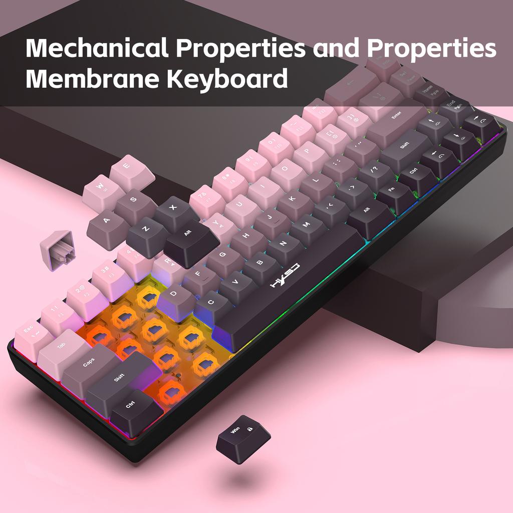 68 Key Gradient Wired Film Keyboard 25 Key Conflict Free Dual Color Injection Molded Keycaps RGB Backlight