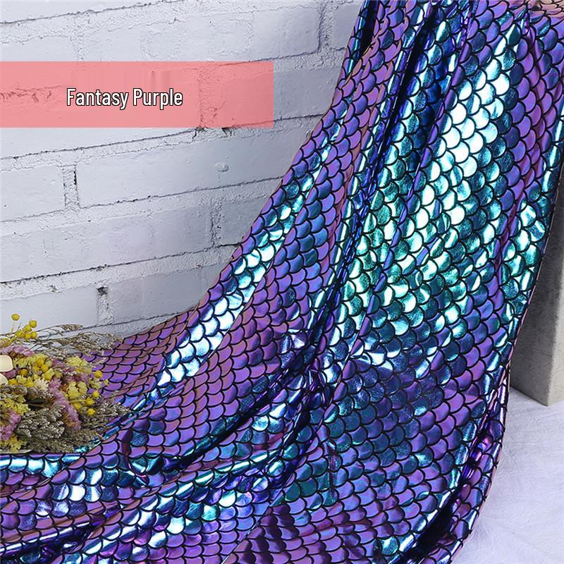 Laser Fish Scale Spandex Fabric for Mermaid Costumes and Stage Decorations