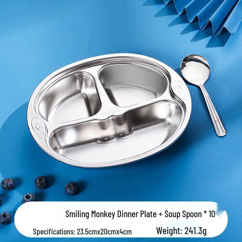 Kids' Stainless Steel Divided Dinner Plate Set
