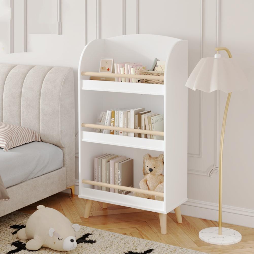 US 3 Tiers Kids Bookshelf Toy Storage Organizer Wooden Bookshelf Book Display Shelf Toy Storage Organizer For Playroom Nursery