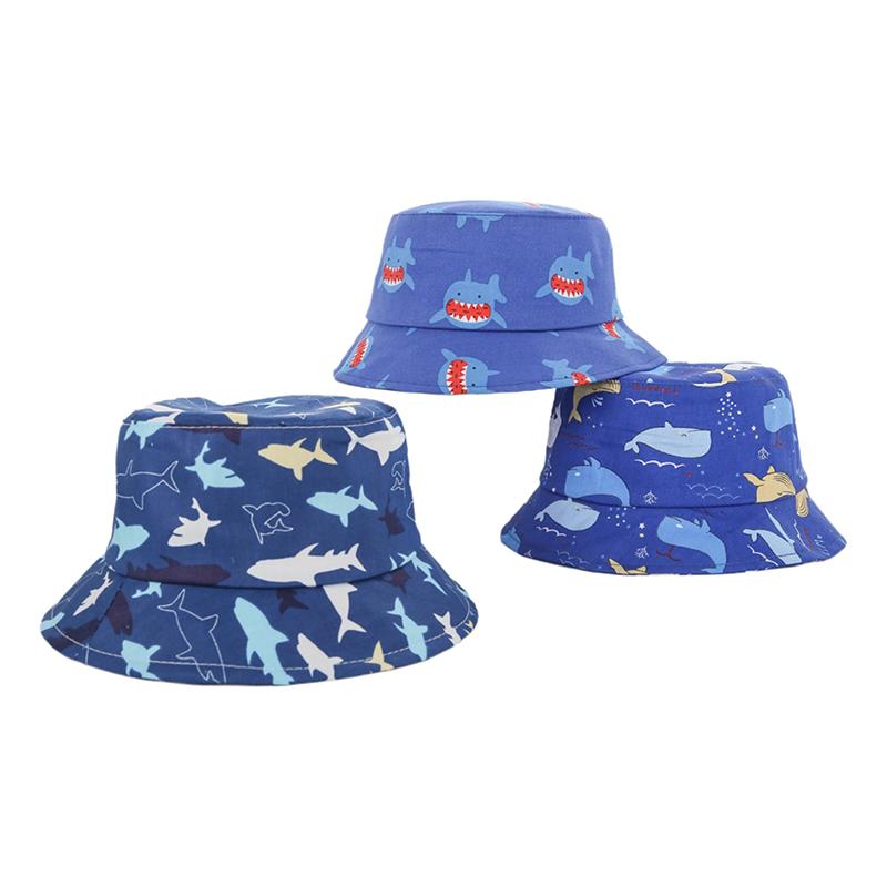 1 Piece Cotton Breathable Kids Fisherman Hat 0-4 Years Cartoon Printing Whale Baby Bucket Hat Infant Toddle Sun Hat