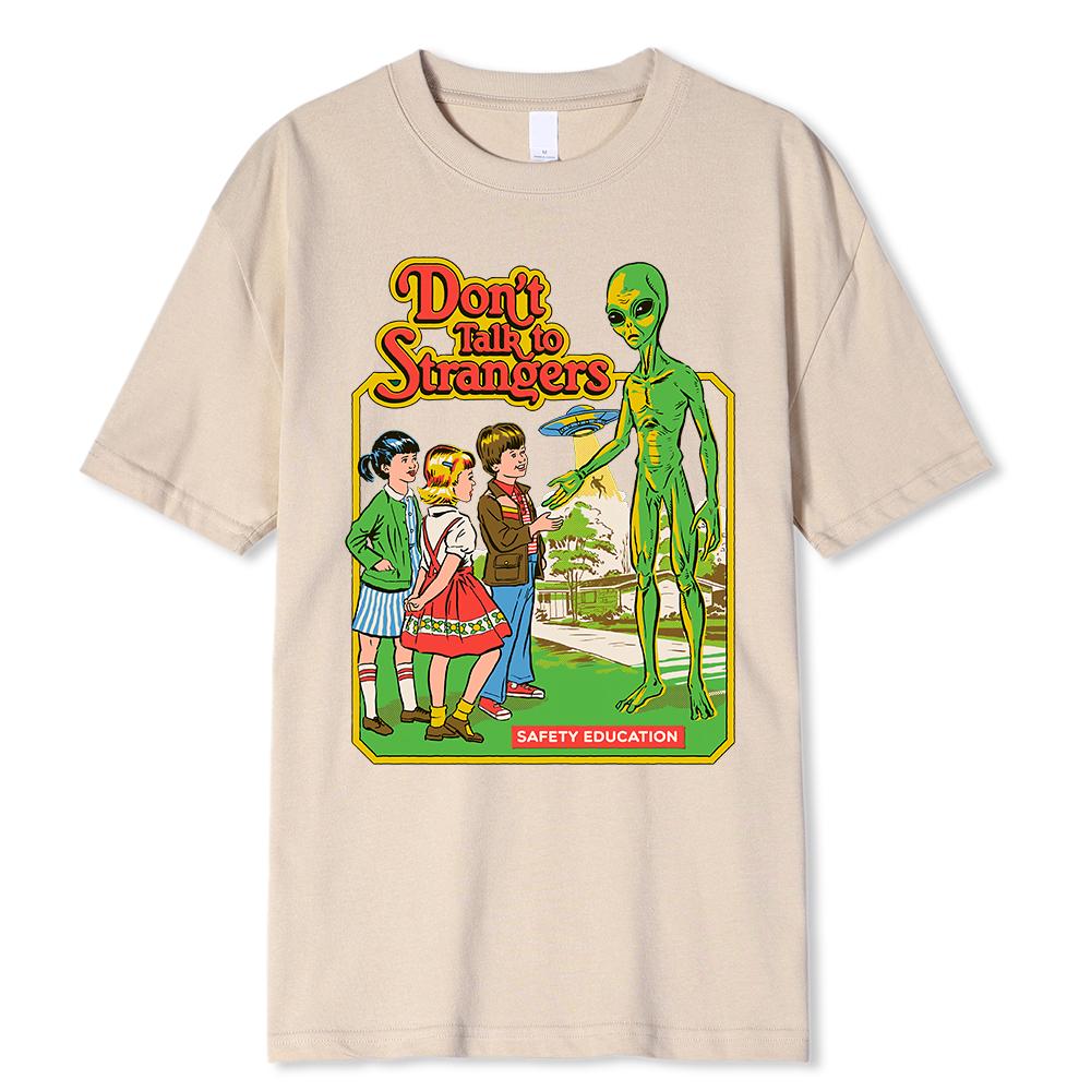 Horror Comic Series Don'T Talk To Strangers Safety Education Men T Shirts Fashion Cotton Shirt Loose T-Shirt Summer Soft Tshirt