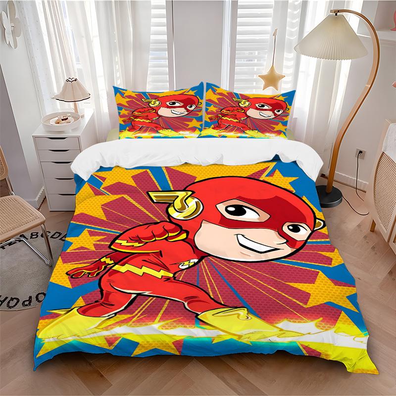 3pcs Superhero Cover Set, Bedding Set, Soft Comfortable Duvet Cover, For Bedroom, Guest Room (1*Duvet Cover + 2*Pillowcases, Without Core) Y