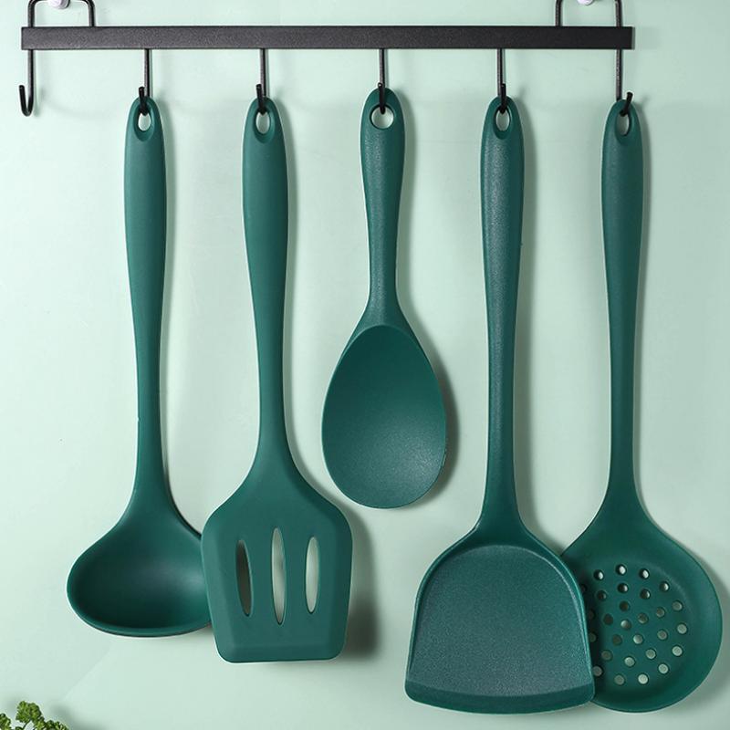 5Pcs Silicone Kitchenware Soup-Spoon Spatula Colander Spoon Spatula Kitchen Cooking Tools Kitchen Supplies
