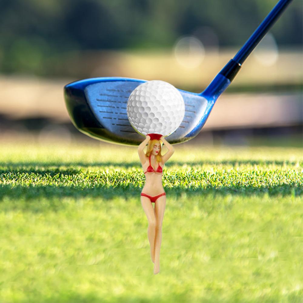 6PCS Bikini Girl Golf Tees Plastic Novelty Tee with Divot Tool 3 Inch Lightweight Durable for Women Golfers Random Color