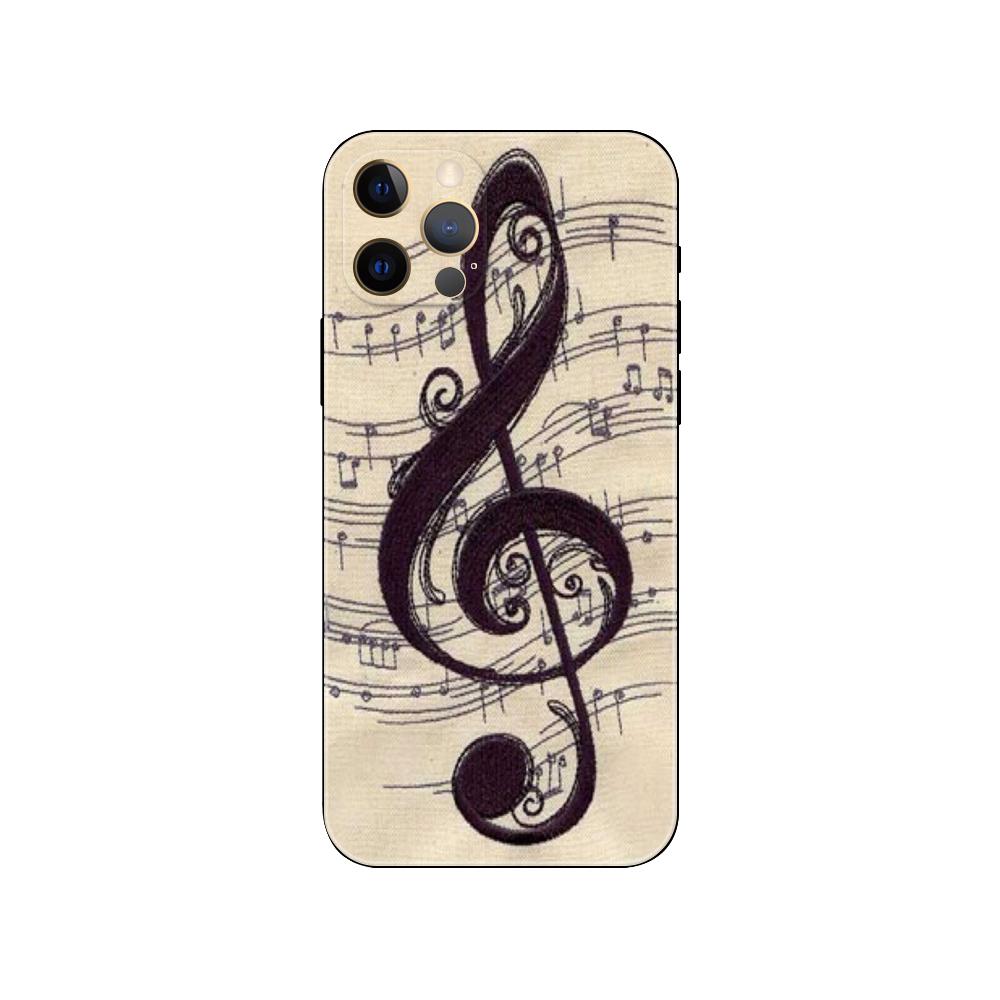 Musikalische Noten Violine Klassisch Handyhülle für iPhone 5s 2020se 6s 7 8 plus x 10 XR XS 11 12 13 mini pro MAX schwarz TPU Rückseite