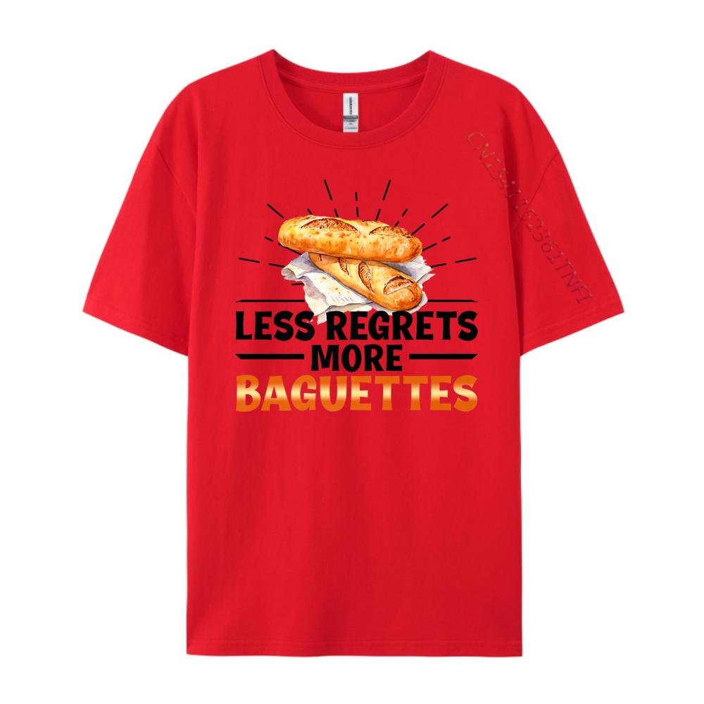 Less Regrets More Baguettes Baguette Grey Shirt Graphic Tee Fashionable and Trendy Clothes Group Tees S