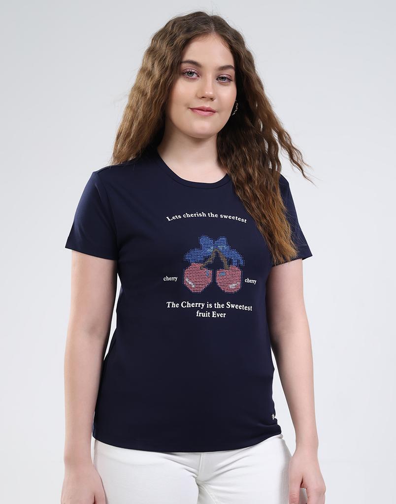 MONTE CARLO Damen Rundhals-Oberteil mit halbem Ärmel