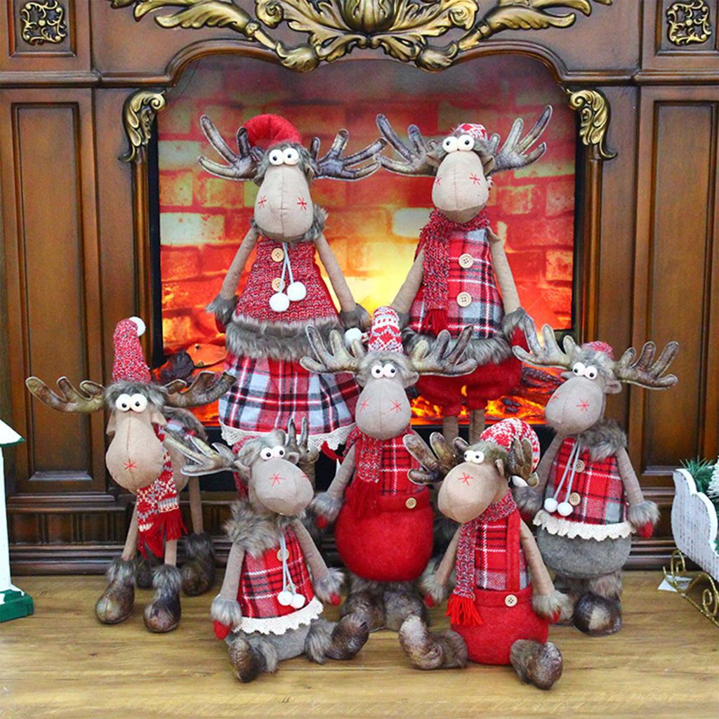 Christmas Ornaments Xmas Long Stretchable Leg Reindeer Plush for Doll Gifts