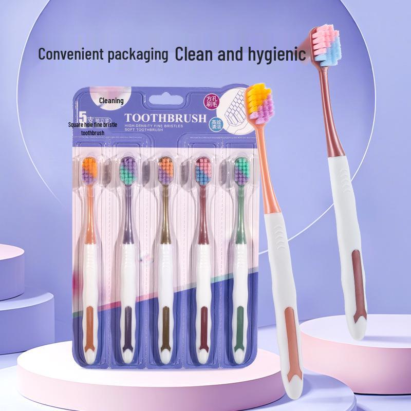 Xiujie Candy Color Soft Bristle Toothbrush Set - 5 Ultra-Fine Wide Head Brushes for Travel/Home