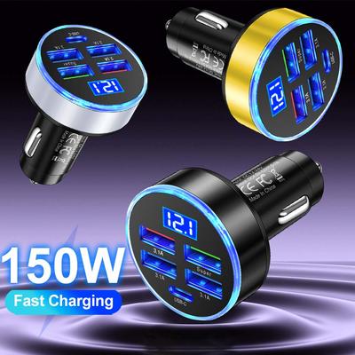 Insgesamt 150W 5 Ports USB Auto Ladegerät Für iPhone Xiaomi Handy Ladegerät Adapter in Auto