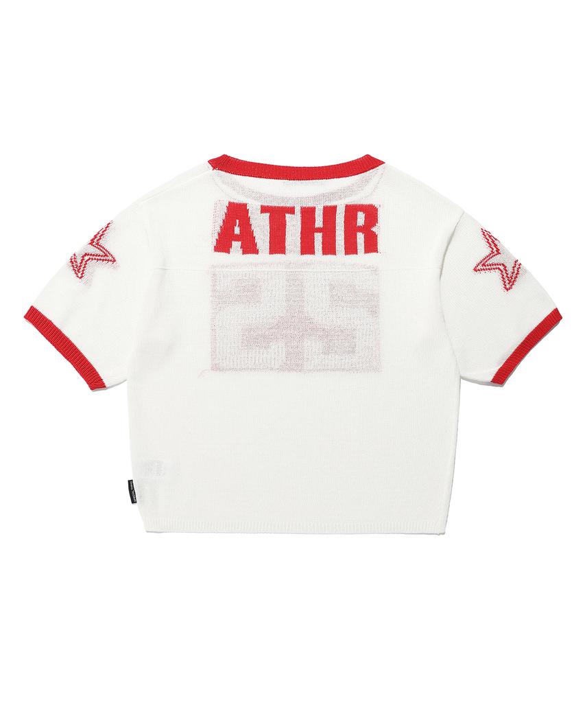 ANDTHEOTHER Oversized Round Neck Short Sleeve Knit Red