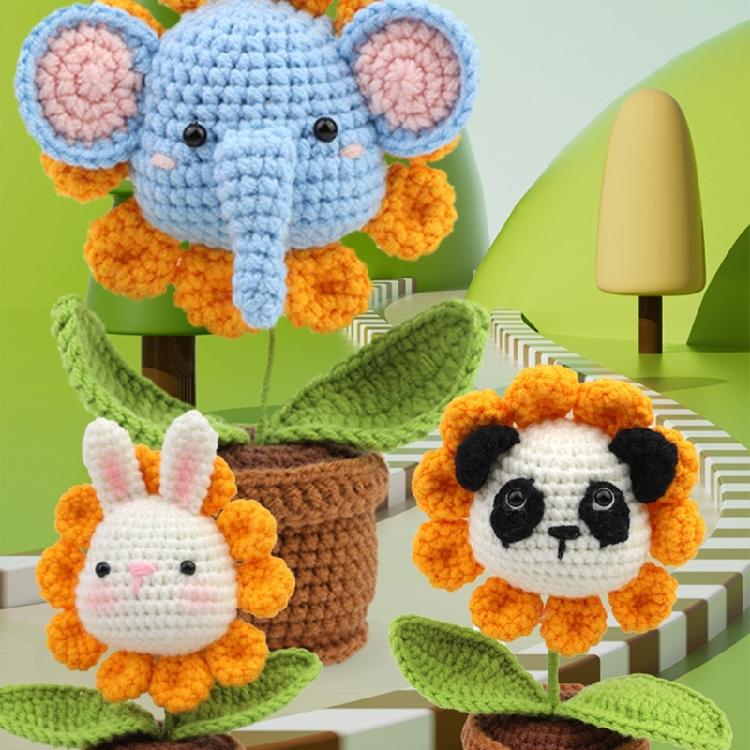 DIY Crochet Craft Set Crochet Pot Plant Kits with Crochet Hook, Yarns, Needle