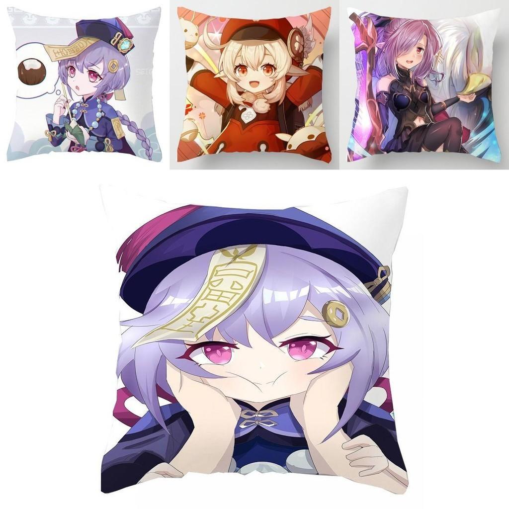 Genshin Impact Cartoon Cushion Cover Soft Polyester Peachskin Pillow Case For Home Decor