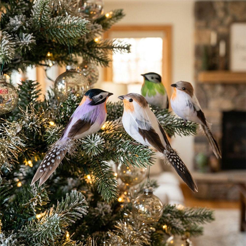 1 Pair Long Tail Artificial Feather Bird Ornament Foam Bird Figurines Wedding Festive