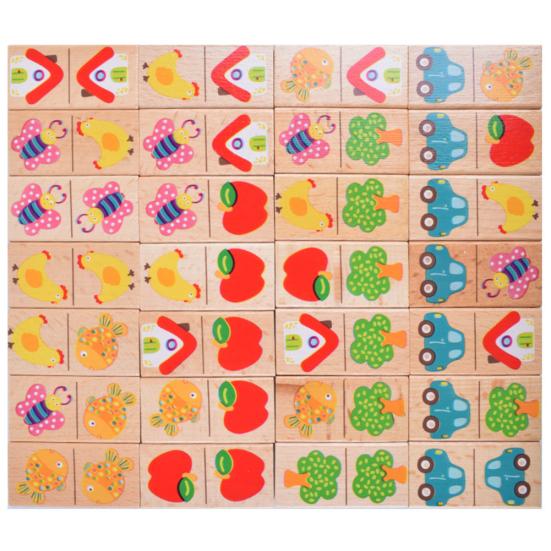 

28Pcs/Set Wooden Fruit Car Pairing Domino Puzzle Blocks Children Educational Toy