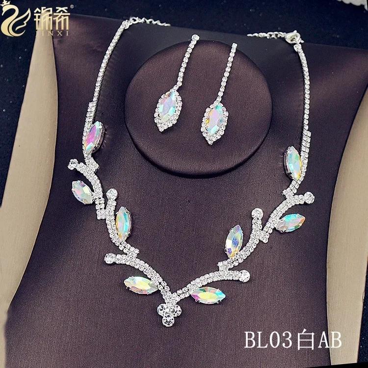 Blue Water Drop Rhinestones Necklace For Women  Inlaid Zircon Pendant Fashion Jewelry Accessory