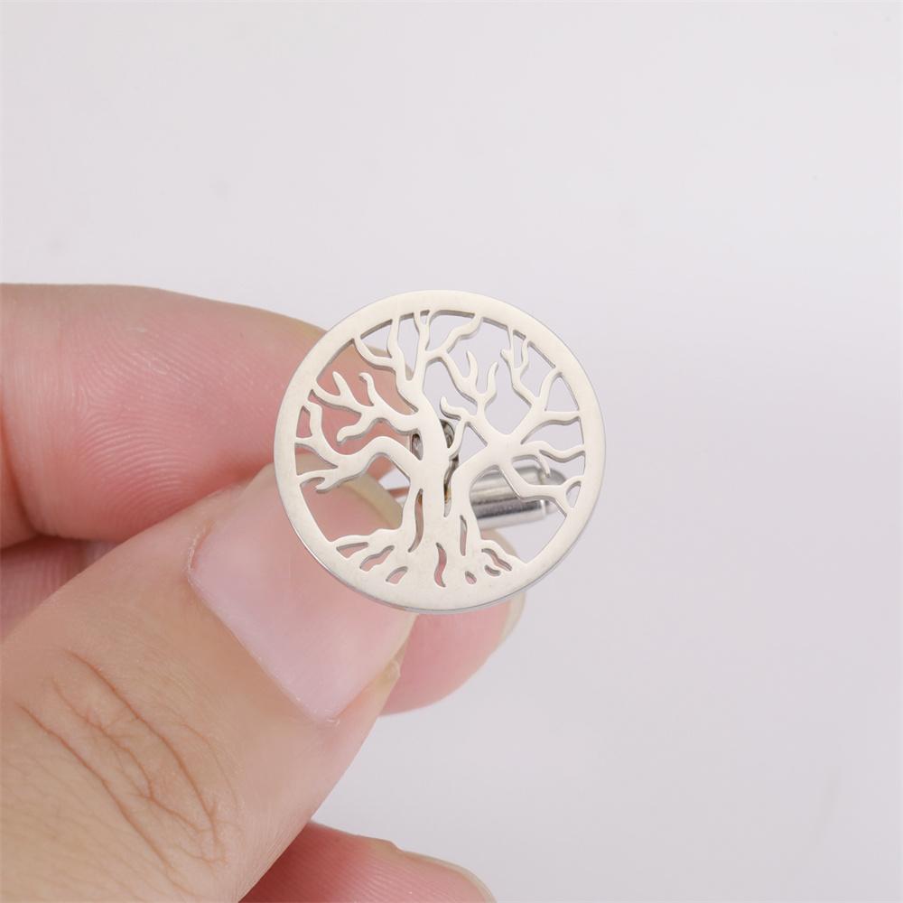 My Shape Tree of Life Cuff Links for Men Wedding Banquet Groom Business Suit Shirt Round Men's Cufflinks Stainless Steel Jewelry