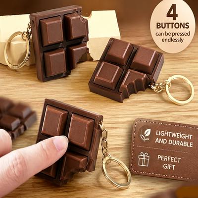 3D Printing Simulated Chocolate Clicker Keychain Chocolate Button Fingertip Stress-Relieving Clicker Keyring Bags Hanger Pendant