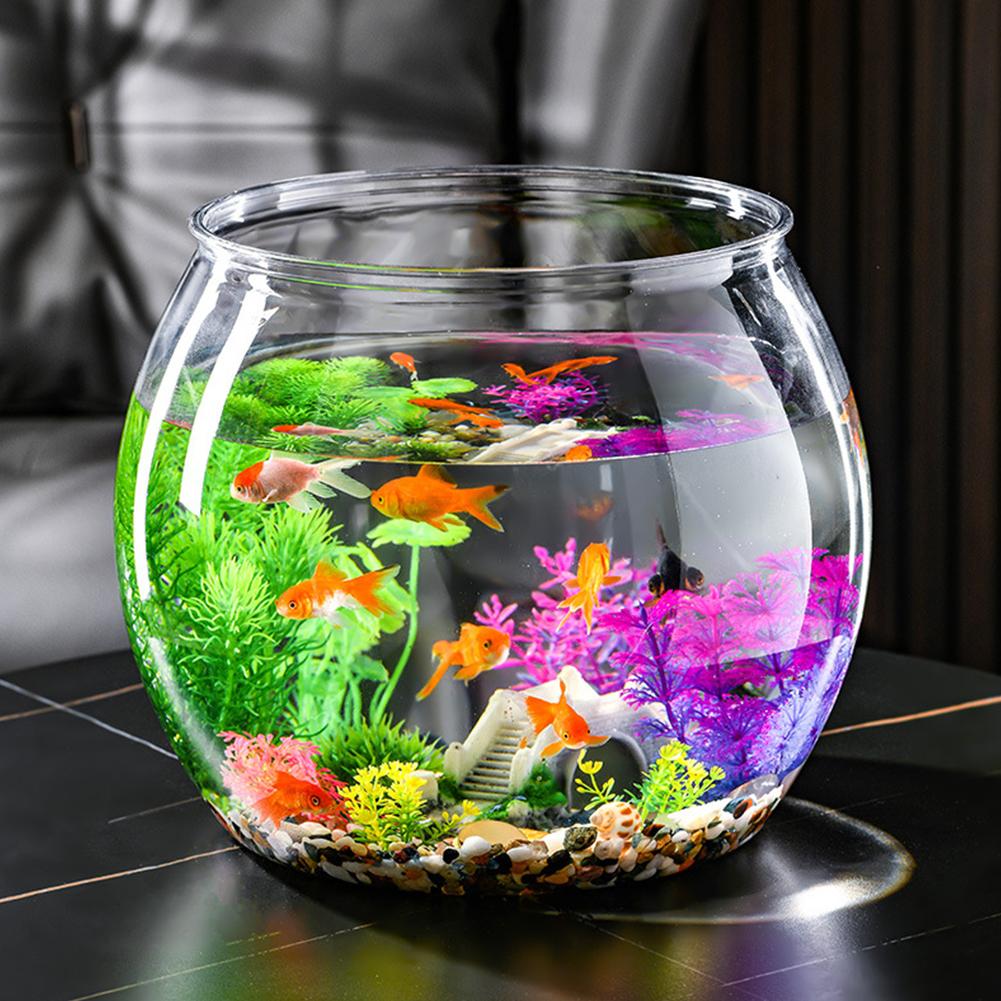Transparent Desktop Terrarium Shatterproof Round Goldfish Bowls 2 Sizes Without Burrs Multipurpose for for Home Desk Decoration
