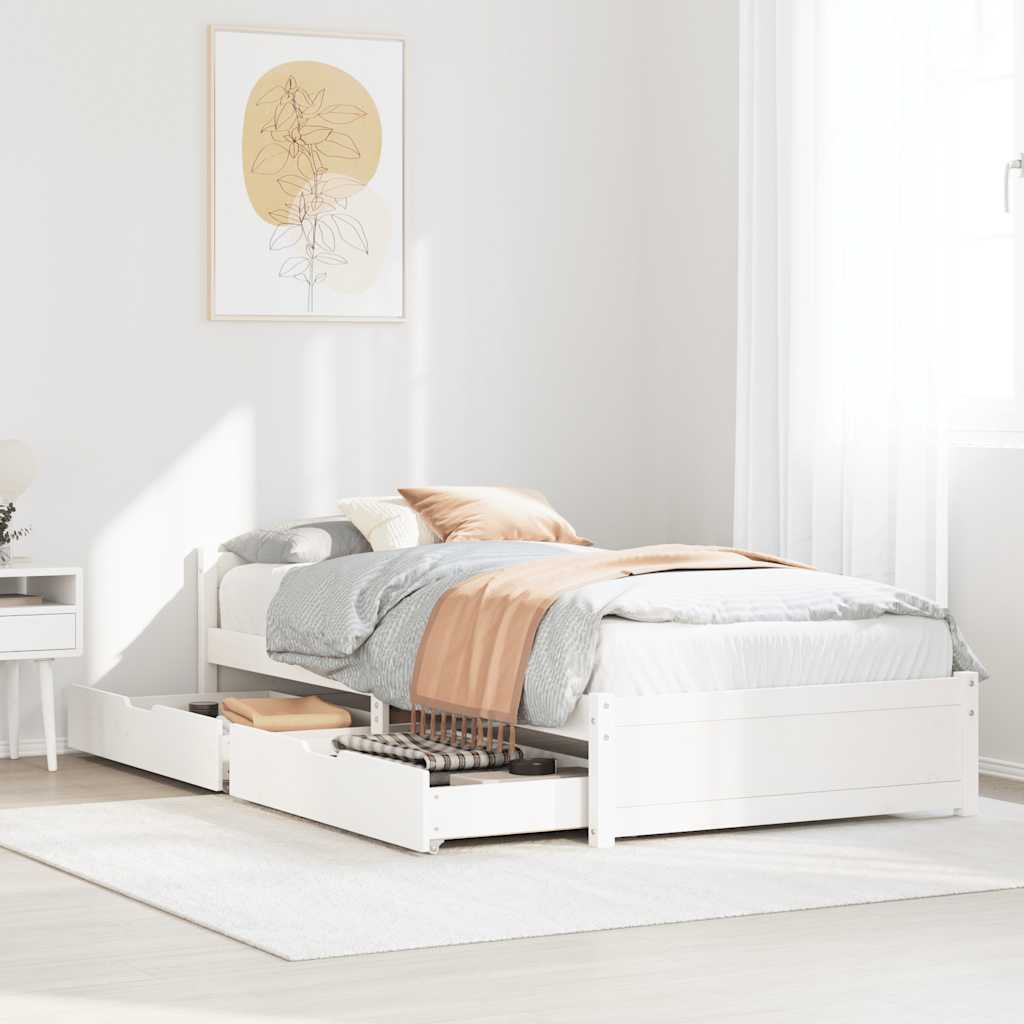 Solid Wood Bed Without Mattress White 90x190 Cm Pine Wood