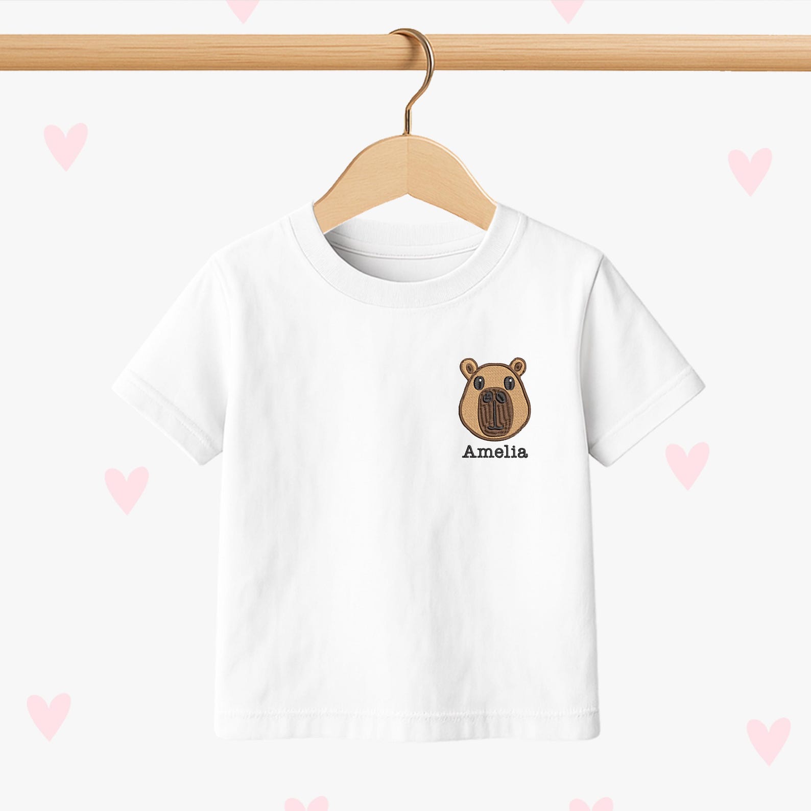 Capybara T-shirt: Embroidered Kids Personalized Clothing 120