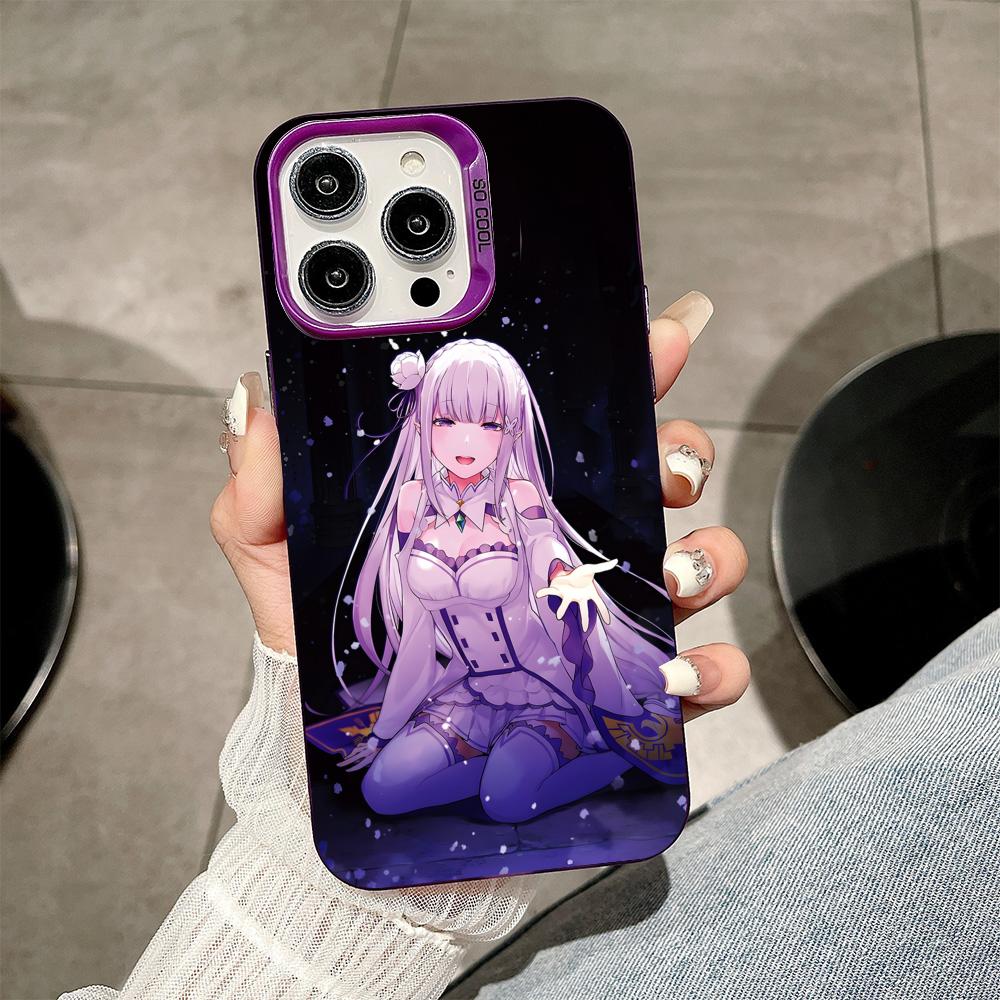 ReZero Emilia Waifu Purple Translucent Mobile Phone Case for iPhone 17 16 15 14 13 12 11 X XR XS Air Pro Max Plus Colorful Cover