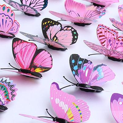Adesivo da parete magnetico 12 pezzi 3D a forma di farfalla, in PVC, per feste, camera da letto, frigorifero, decorazione