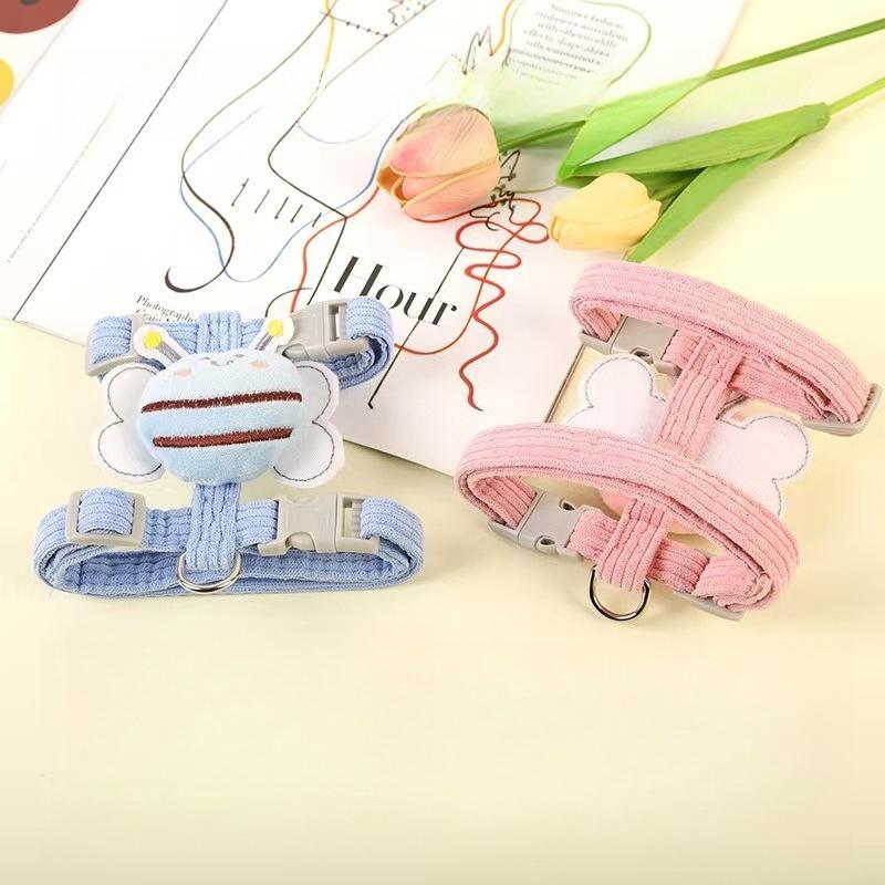 Pet Supplies Cat Traction Rope Cute Bee H-shaped Pet Strap Pink Cartoon Pet Outdoor Set Adjustable Non Tight Chihuahua Bomei Anti Loss Pet Lead