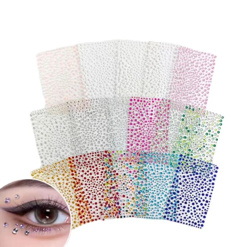 Hot Sale Round Multi-color Rhinestone Stickers Eye Face Temporary Diamond Stickers for Party Stage Makeup Decoration