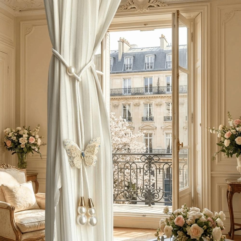 2PCS Creative Pearl Curtain Buckle Artificial Pearl Curtain Rope Curtain Binding  Home Decor