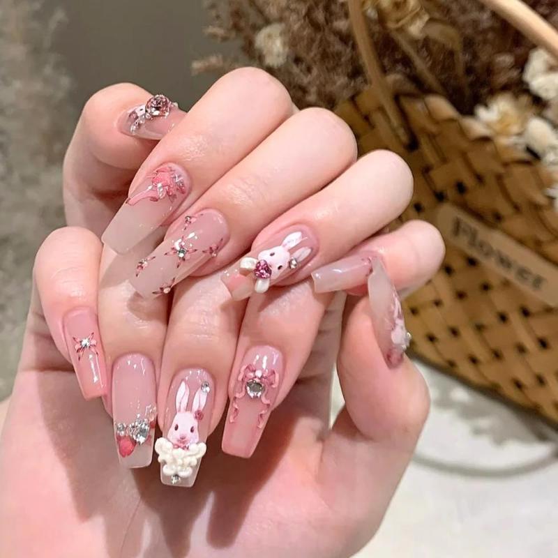 Fashion Rabbit Pattern Nail Sticker 3D Nail Art Decal Gel Polish Sticker Nail Art Decor Kalkomanie