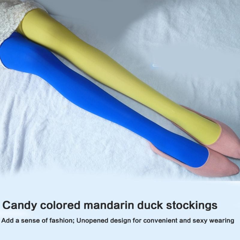Two Tone Candy Colored Contrast Tights Stockings Open Crotch Designs Asymmetrical Multicolor Pantyhose Hosiery for Women