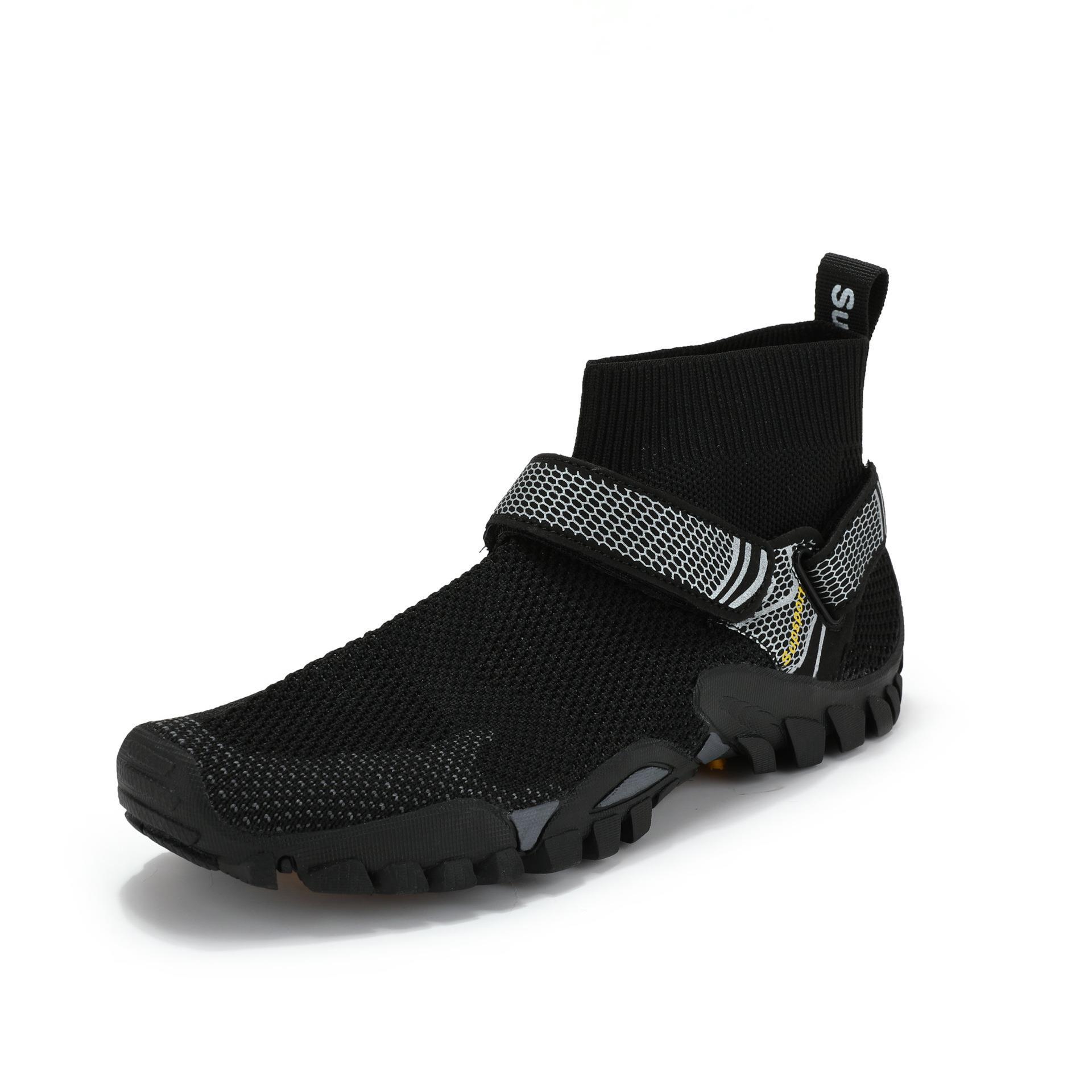 

Spring and Autumn Men s High Top Flying Woven Shoes Wading Shoes Fashion Casual Sports Mountaineering Outdoor Shoes Platform Mountain Shoes 37 чёрный