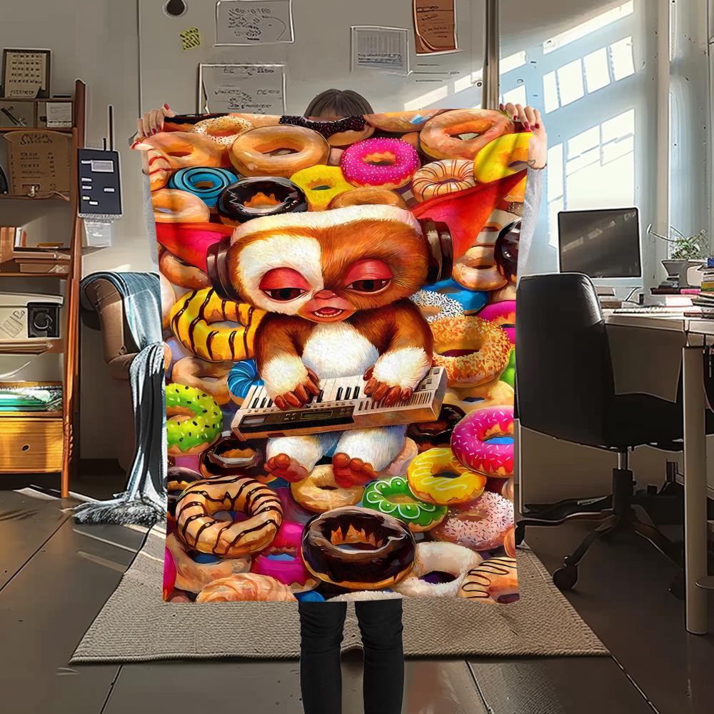 1pz Coperta in Flanella con Stampa Gizmo Gremlins, Alta Qualità per Tutte le Stagioni, Decorazione per la Casa, Calore e Comfort, Perfetta per Regali di Natale
