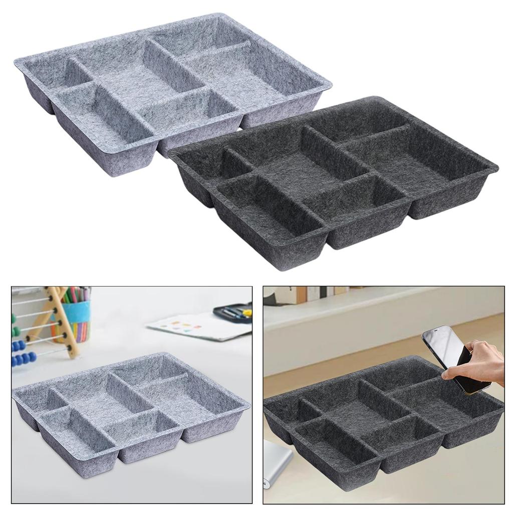 Felt Drawer Organizer Tray Container Space Saving Multifunctional Separator 6 Grids for Cabinets Tabletop Toys Jewelry Makeup