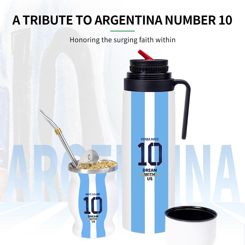 Argentina Kapitán Č.10 Styl Vakuově Izolovaná Láhev na Yerba Maté, Kávu, Vodu, Čaj, 32oz, Bez BPA
