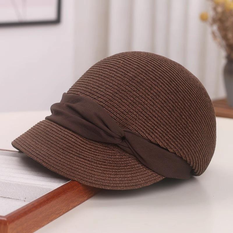 Spring and summer new French straw large brim sunscreen hat women's small face travel vacation visor