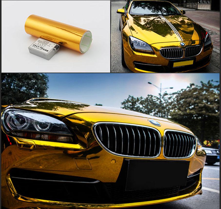 10/20/30/40/50/58x152cm Gold Golden Chrom Spiegel Auto Folie Abdeckung Film Aufkleber Decal Rolle Blatt Luftablass Blasenfrei
