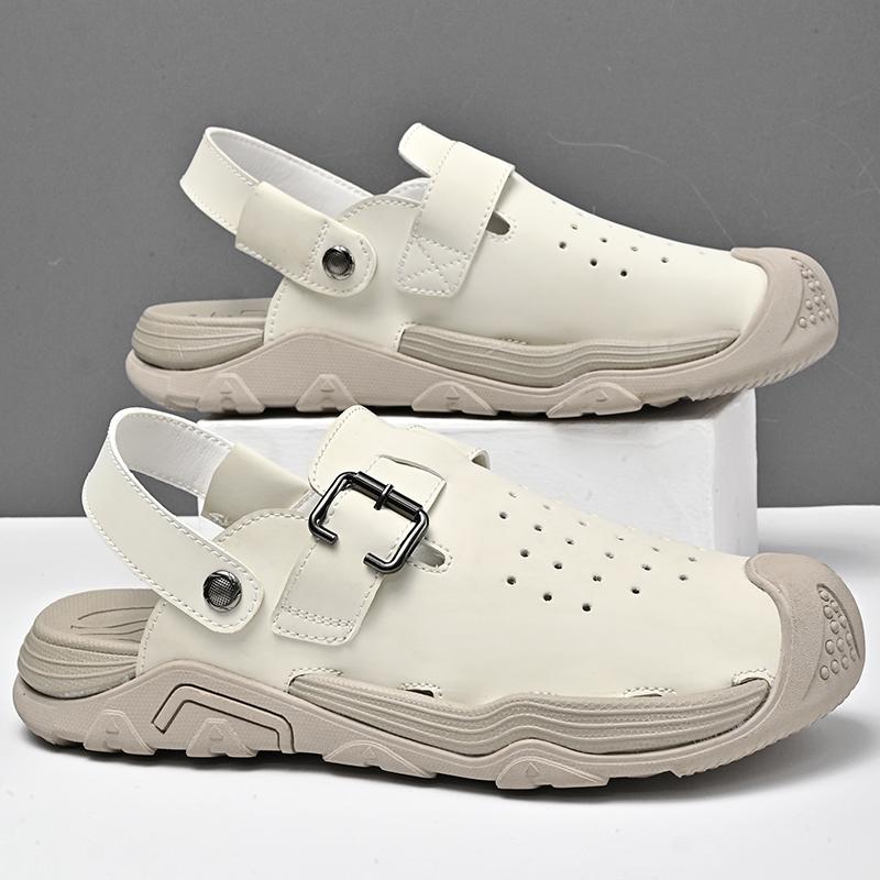 Fashion Retro Style Men Sandals Non-slip Summer Slippers Outdoor Beach Half Drag Dual-Purpose Casual Beach Shoes Ading Aqua Shoes Slides