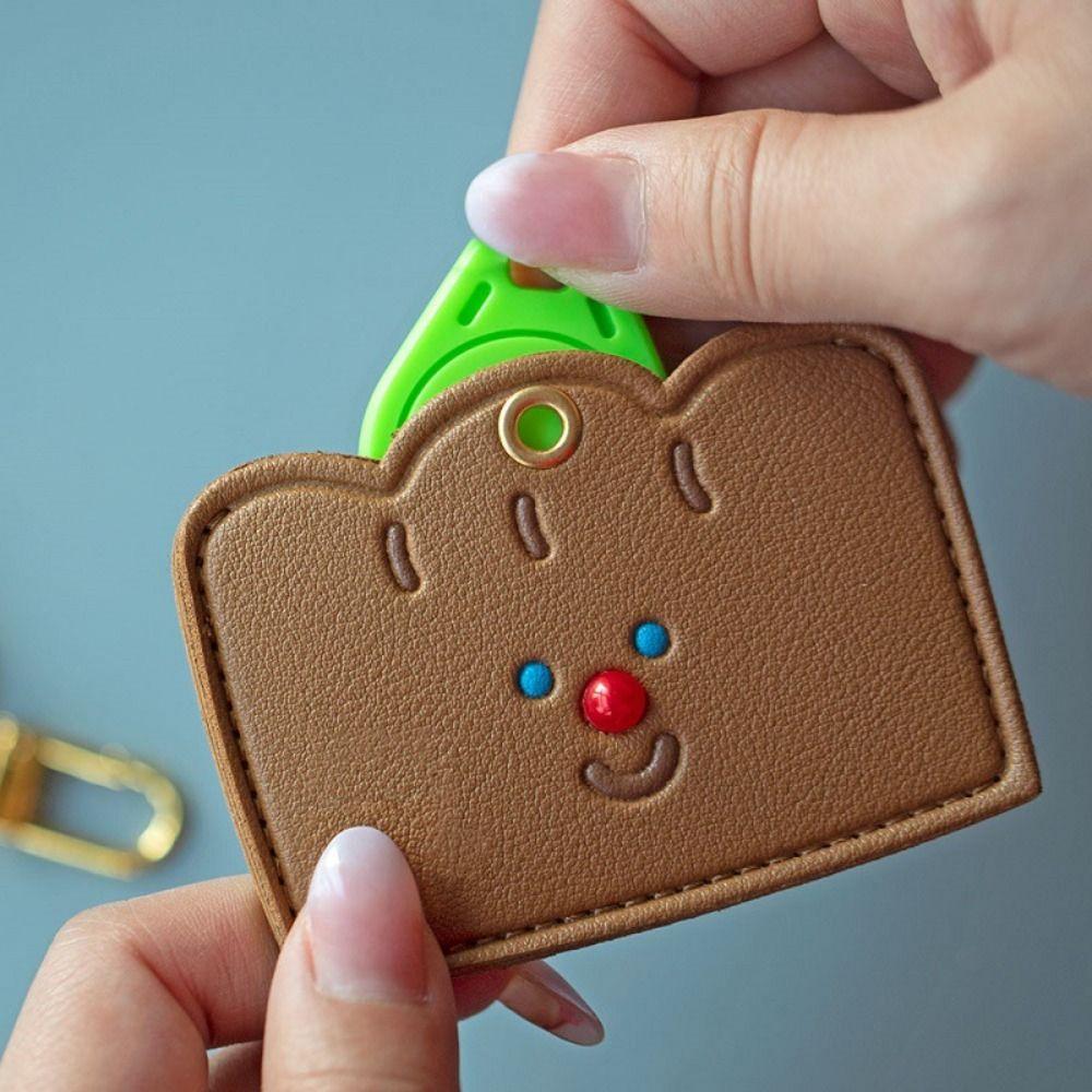 

Creative Calico Cat Keychain Meow Leather Cat Card Cover Cookies Toast Pendant Hanging Accessory