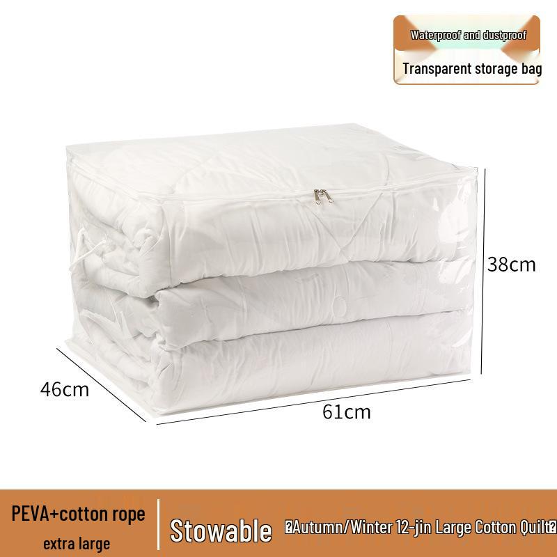 Geantă transparentă de mare capacitate pentru depozitarea pilotelor și hainelor - rezistentă la umiditate, pentru casă și mutare