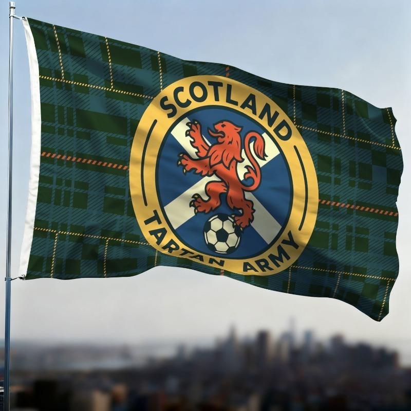 Triple-edge Single-stitched Hemming Process, 1pc, Scottish Tartan Army Lion Football Flag, Single-sided Printing