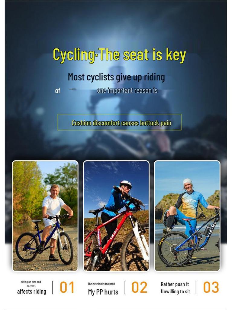 Comfortable Shock-Absorbing Mountain Bike Saddle with Hollow, Breathable Design