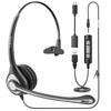 Wantek Headset USB TypeC Single Ear with Noise Cancelling Microphone and Online Control Wired PC Headphones for Web Business Remote Call Clear Ultra