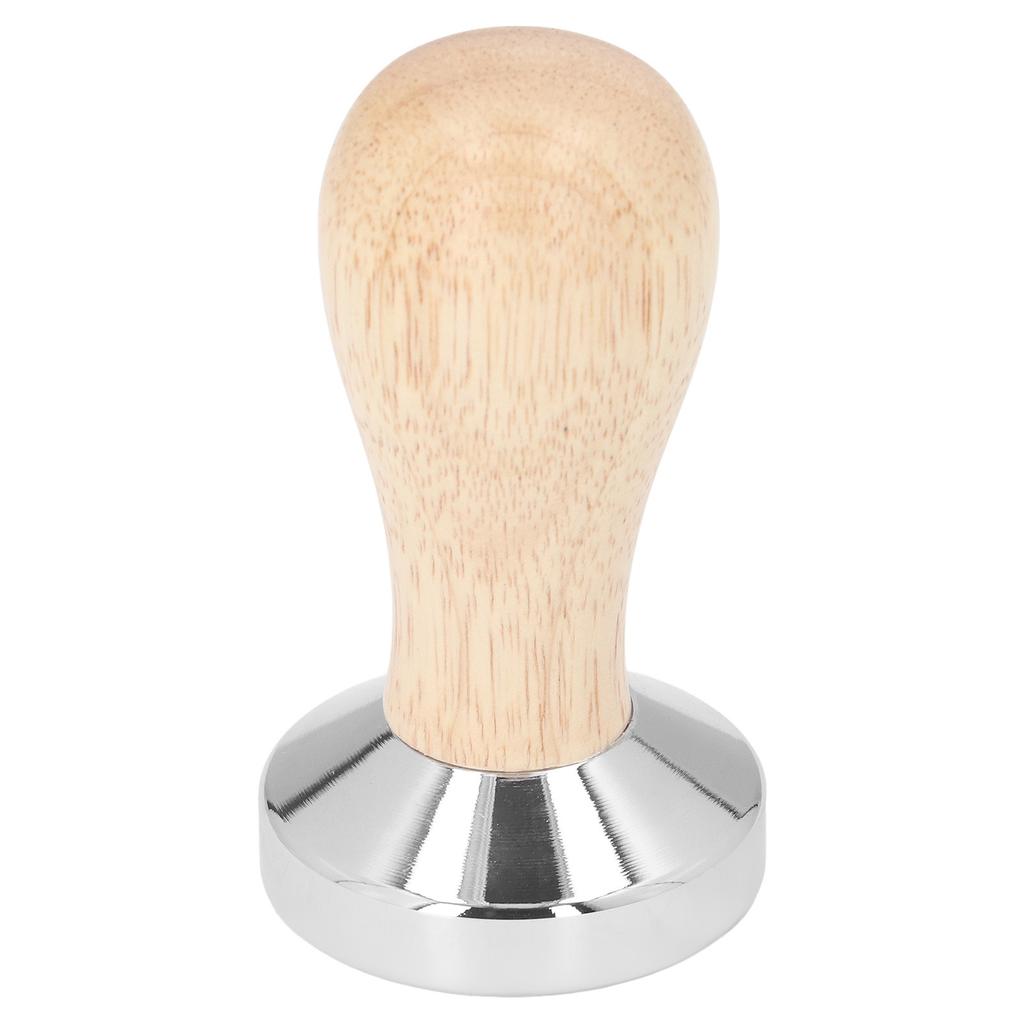 Coffee Tamper Detachable Food Grade Stainless Steel Flat Bottom Coffee Powder Press Hammer with Wooden Handle 49mm