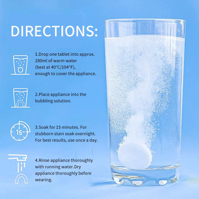 Denture & Braces Cleaning Tablets - Removes Tartar & Stains