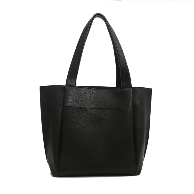 

New retro trend large capacity shoulder underarm tote women s bag simple fashion zipper model чёрный